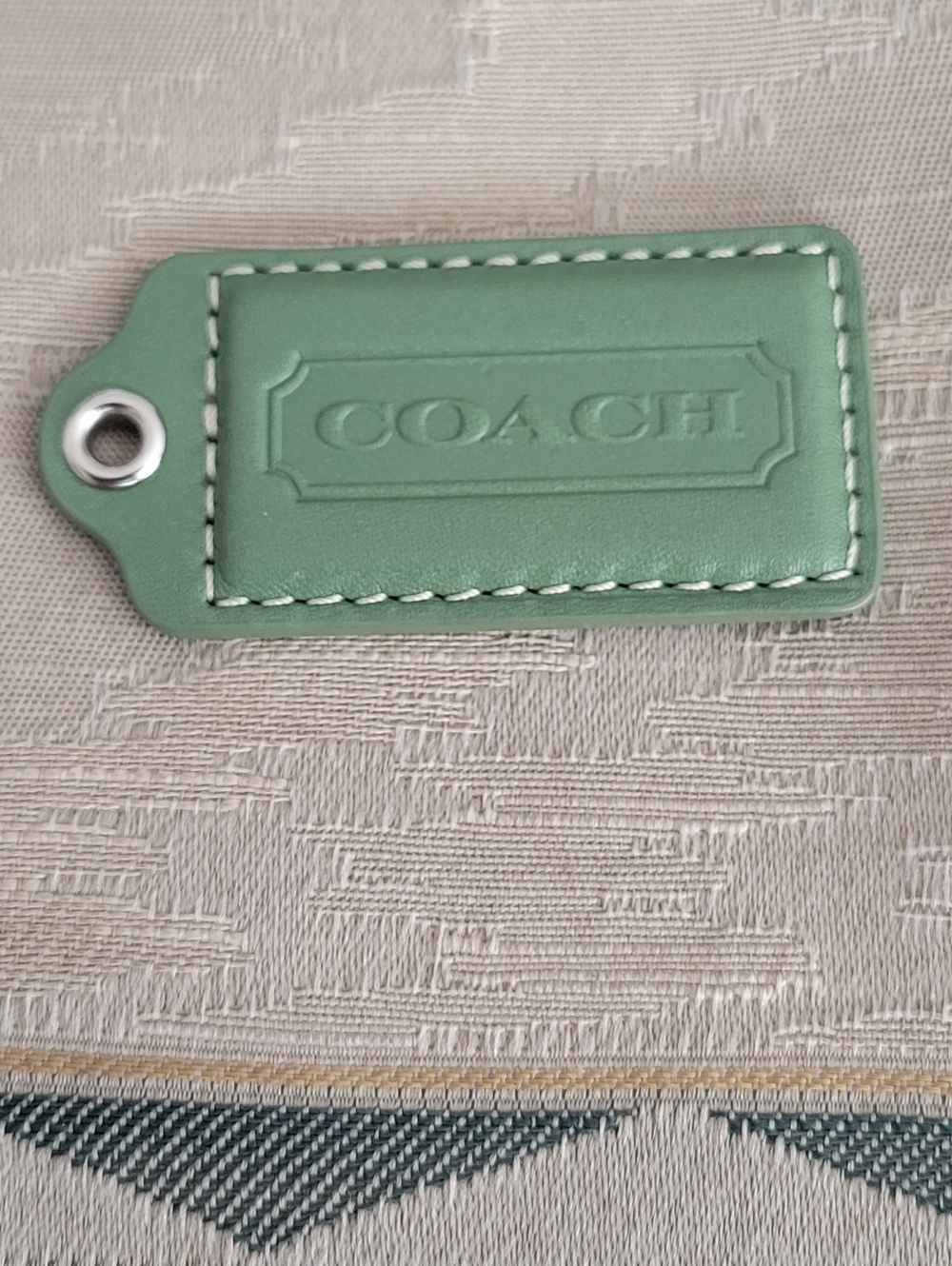 New Coach Green Leather Hangtag